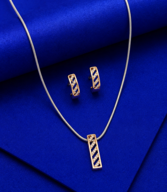Rose Gold Geometric CZ Pendant Set | 925 Silver